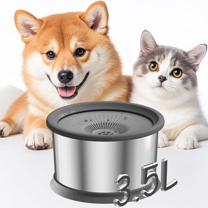 6.5L Dog Water Bowl No Spill 1.6 Gallon Stainless Steel Water Bowl for Dogs 220oz Large Capacity No Splash Slow Drinking Feeder with Anti-Slip Mat for Messy Drinkers 6.5L+2 Filters