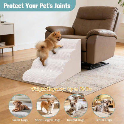Dog Stairs for Small Dogs, 2-Step Dog Steps for Couch Sofa and Chairs, High-Density Foam Pet Steps Ramp with Removable Washable Cover for Older Injured Puppy Dogs and Cats, 11.81" H, Grey