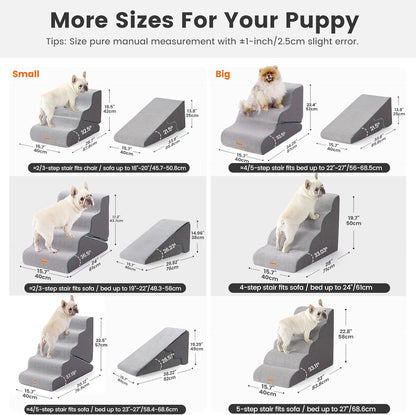 Gardner Pet 4-Step Dog Stairs for Small Dogs 18.5" H, Curved 4-Step Pet Stairs, Dog Steps for High Bed (18-20 in), Couch with Durable Non-Slip Waterproof Fabric Cover and CertiPUR-US Certified Foam