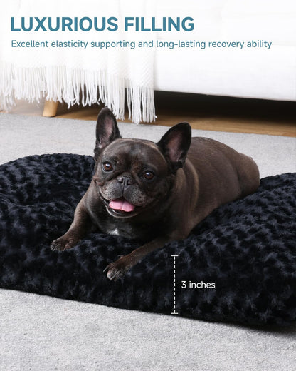 KSIIA Washable Dog Bed Deluxe Plush Dog Crate Beds Comfy Kennel Pad Anti-Slip Pet Sleeping Mat for Large, Jumbo, Medium, Small Dogs Breeds, 35" x 23", Gray
