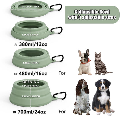 OHMO Spill Proof Collapsible Dog Water Bowl 24oz for Cars, No Splash Portable Bowls for Dog Travel, Dishwasher Safe, Pet Essentials for Road Trips, Cat Travel Accessories