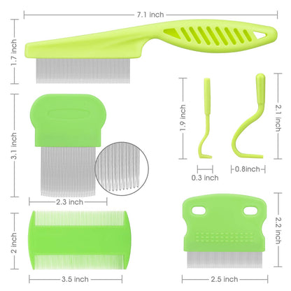 Cat & Dog Grooming Set - Fine Tooth Comb for Removing Dandruff Flakes & Hair (Blue)