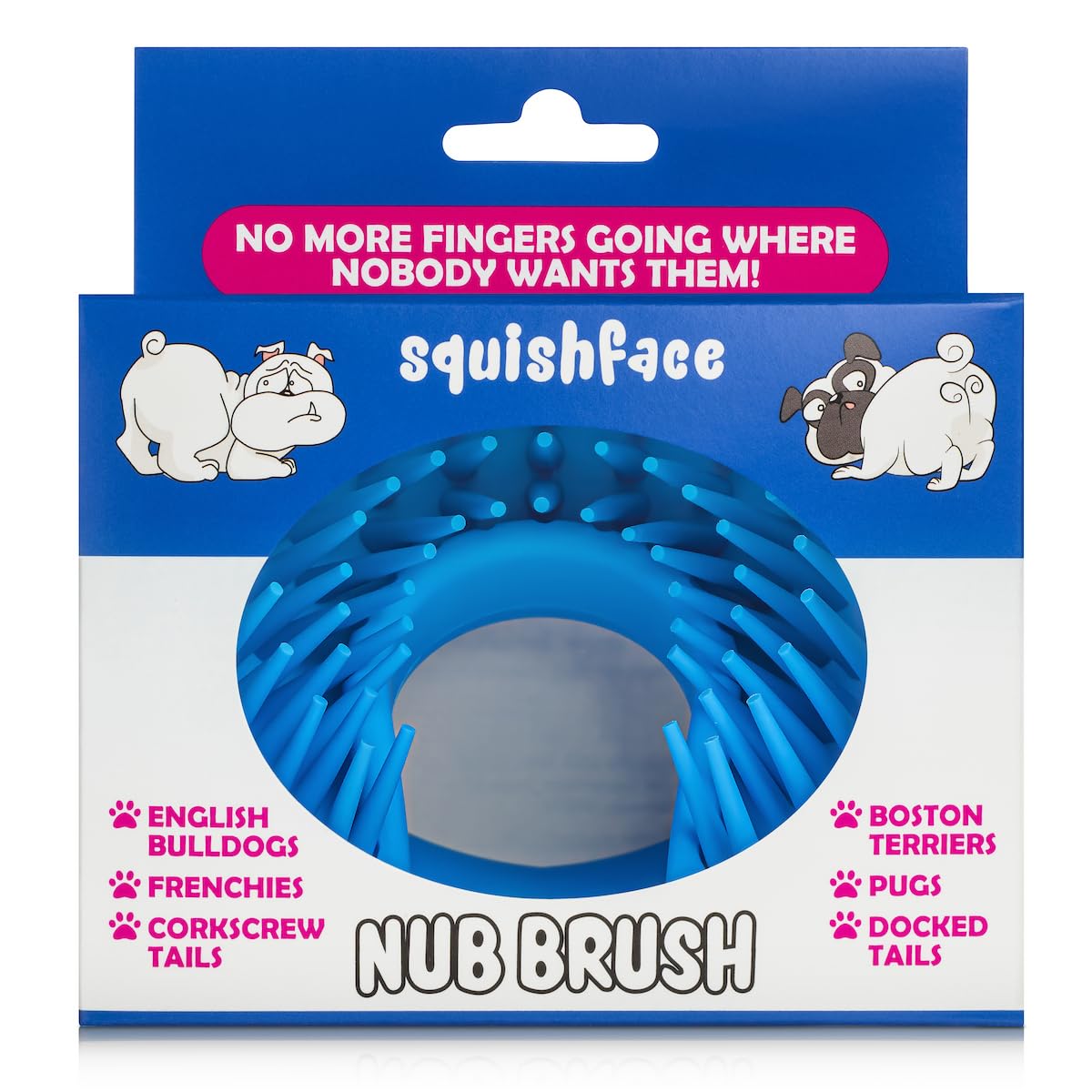 Squishface Nub Brush – Corkscrew Tail Dog Brush for Bulldogs | Silicone Grooming Brush for Trapped Hair, Debris, Itchy Skin Folds & Scooting - Great for Small Animals