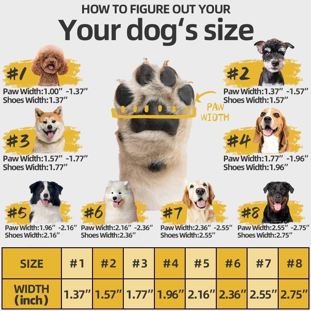 Hcpet Dog Shoes for Dogs, Dog Booties for Dogs, Anti-Slip Dog Boots & Paw Protectors for Hot Pavement Winter Snow Hiking with Reflective Straps Khaki Size 6, 4PCS