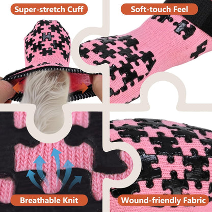 Dog Grippy Socks for Senior Dog - Double Side Dogs Booties to Prevent Licking, Boots & Paw Protectors for Hardwood Floors, No Twist Non Slip Socks for Small Medium Large Dogs, Black, L
