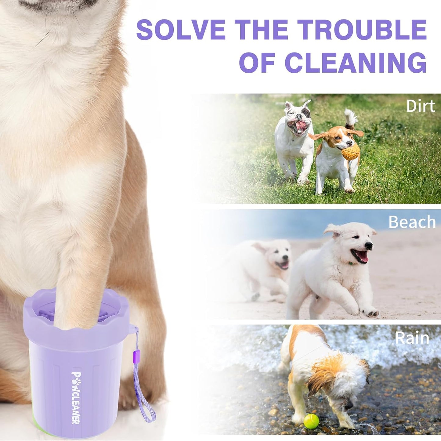 Professional 7 in 1 Dog Paw Cleaner for Dogs & Cats - Includes 1 Portable Paw Washer, 1 Bath Brush, 2 Dog Toothbrushes and 3 Absorbent Towels Note: Fits Paws up to 2 Inches Wide (Small, Blue)