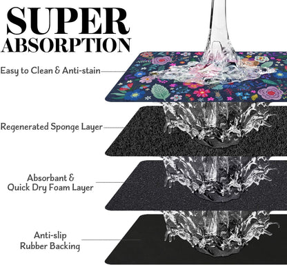 Dog Food Mats for Floors, Absorbent Dog Bowl Mat for Food and Water Dispenser, Quick Dry Cat Food Mat Pet Supplies