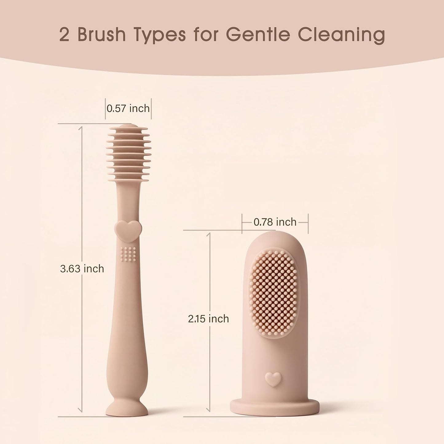 Moonkie Baby Finger Toothbrush Tongue Oral Cleaner Kit for 3 Months +, 3 Pcs (Clay/Ivory/Clay)