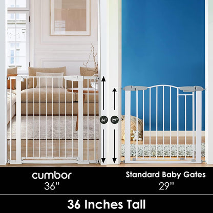 Cumbor 36.6-64" Extra Wide Baby Gate for Stairs, Dog Gates for Doorways, Auto-Close Pet Gate Indoor, Pressure Mounted Walk Through Safety Child Gate for Kids Toddler, Tall Pet Puppy Fence Gate, Brown