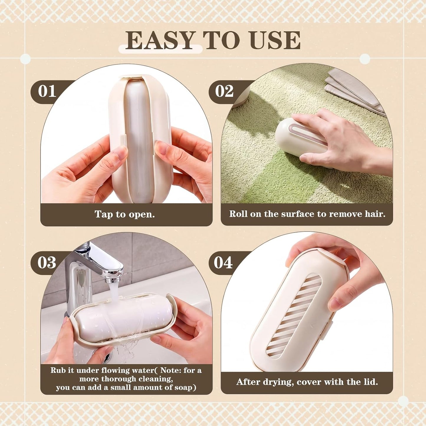 Sliner 2 Pack Reusable Lint Roller for Pet Hair New Silicone Washable Sticky Roller Portable Lint Remover Extra Sticky Cleaner Cat Dog Hair Remover for Pet Clothes Sofa (White)