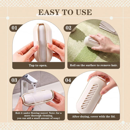 Sliner 2 Pack Reusable Lint Roller for Pet Hair New Silicone Washable Sticky Roller Portable Lint Remover Extra Sticky Cleaner Cat Dog Hair Remover for Pet Clothes Sofa (White)