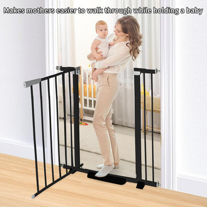 41 Inch Tall Baby Gate Auto Close Dog Gate Adjustable 29.92"-57.48" Wide Pressure Mounted Walk Through Swing Pet Gate for Doorways (White, 29.92"-57.48" Wide)