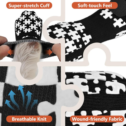 Dog Grippy Socks for Senior Dog - Double Side Dogs Booties to Prevent Licking, Boots & Paw Protectors for Hardwood Floors, No Twist Non Slip Socks for Small Medium Large Dogs, Black, L