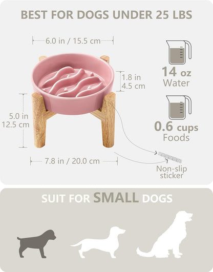 Ceramic Slow Feeder Dog Bowls for Medium and Large Dogs, 2.0 Cups Dog Slow Feeder for Fast Eater, 30oz, 8in, White