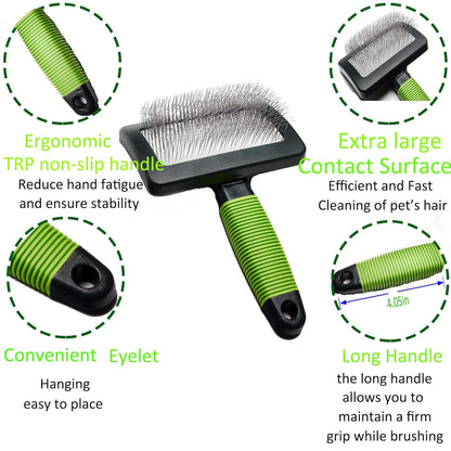 Dog Brush For Long Haired Dogs Poodles-Dog brushes for grooming&shedding-Large Firm Slicker Brush for Goldendoodles-With Soft Massage Grooming Stainless Steel Pins, Pet Grooming Wire Brush-25mm(1")