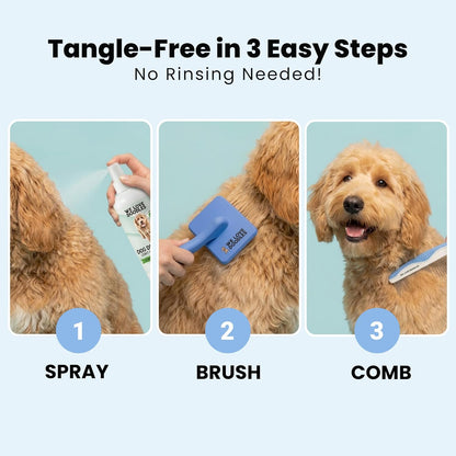 We Love Doodles Dog Comb (2 Packs) & Lavender Detangler Spray 16oz – Pet Grooming Essentials, Stainless Steel Rounded-End Dematting Metal Comb for Dogs, Dog Leave-In Conditioner Spray for Detangling