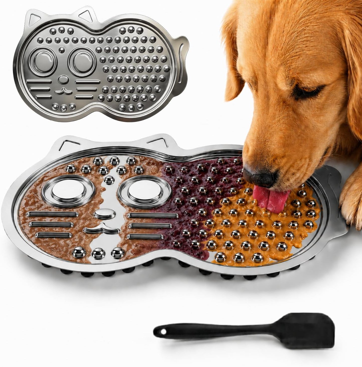 Stainless Steel Lick Mat for Dogs & Cats — 15"×10" Extra Large Metal Dog Licking Mat, Chew-Proof with Suction Cups, Anxiety Relief & Boredom Reducer, Dishwasher Safe, Whisker Friendly