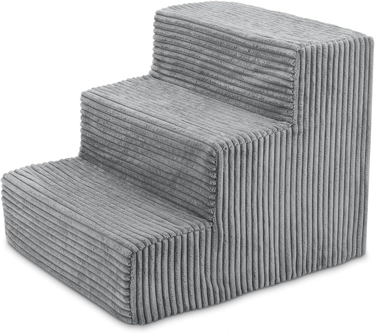 Best Pet Supplies Dog Stairs & Steps - Foam Steps for Small Dogs & Cats, Non-Slip Indoor Balanced Pet Step Support, Dog Ramp, No Assembly, Ash Gray Linen, 2-Step (12-inch Height)