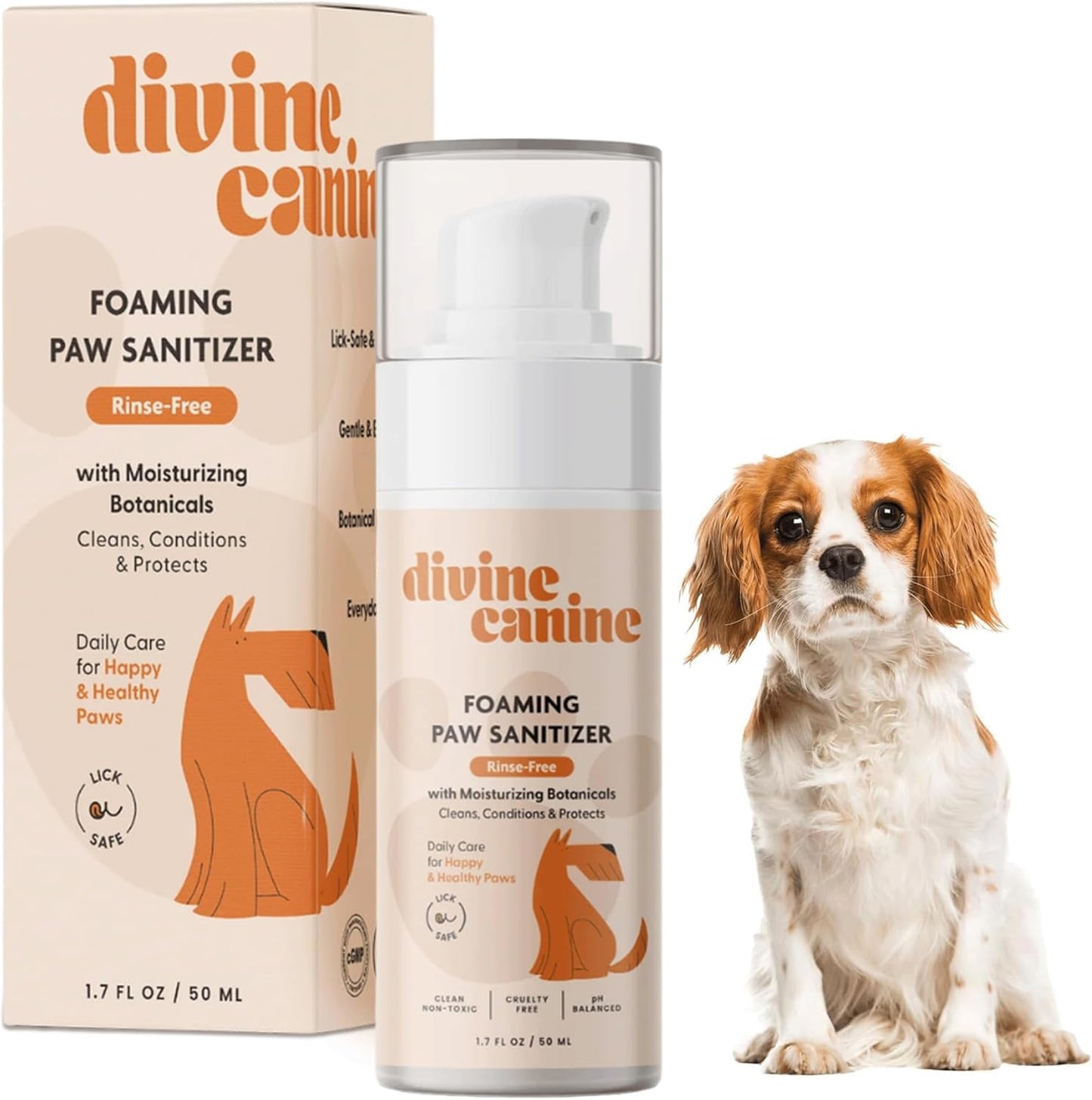 Foam Dog Paw Cleaner - Alcohol Free Foaming Paw Sanitizer Spritz - Made with Coconut, Aloe, Copaiba Oil, and Lemongrass Oil to Nourish and Clean Paws - Made in The USA (1.7 Fl Oz)