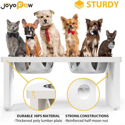 Elevated Dog Bowls, Bamboo Raised Dog Bowl for Medium Dogs, with 2 Stainless Steel Bowls (7'' Tall-40 oz Bowl)