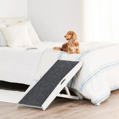 Carlson 39.5" Indoor Pet Ramp, White, Collapsible, Adjustable Height, Includes Handles, Non-Slip Carpet, and Rubber Feet