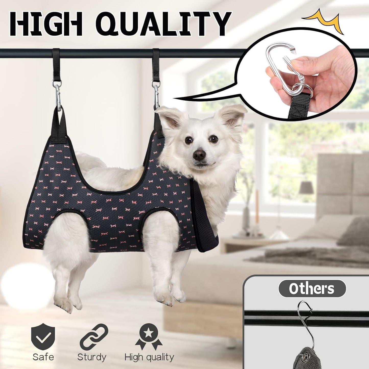 Supet Dog Grooming Hammock Harness for Dogs Cats, Relaxation Pet Nail Clipper Hammock, Restraint Dog & Small Animal Leashes Sling for Groomingk for Nail Trimming (Coral Blue, S)