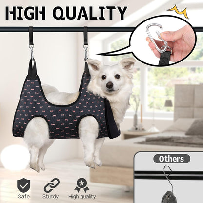 Supet Dog Grooming Hammock Harness for Dogs Cats, Relaxation Pet Nail Clipper Hammock, Restraint Dog & Small Animal Leashes Sling for Groomingk for Nail Trimming (Coral Blue, S)
