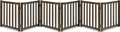 LZRS 2-Panel Wooden Free Standing Foldable Dog Gate Indoor – Solid Hardwood 24" High, Step-Over Safety Pet Gate for Doorways, Stairs & Small Spaces - Indoor Use, White