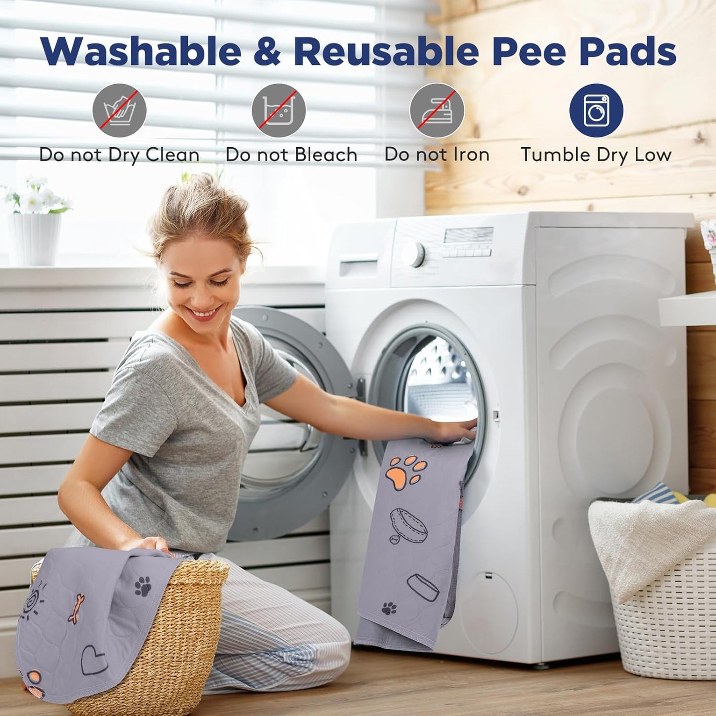 Washable Pee Pads for Dogs, 2 Pack Large 36"x41" Super Absorbent Reusable Dog Training Pads, 100% Waterproof Non-Slip Puppy Whelping Dog Playpen Indoor Pads Mat Pet Supplies