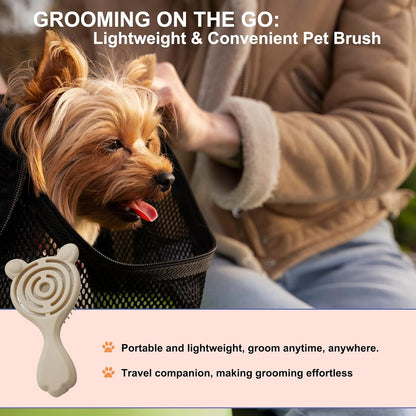 Cat-Ear Design Puppy Brush, Gentle Soft-Bristle Small Dogs Plastic Detangling Grooming Tool, Fit for Yorkie Shih Tzu Maltese Maltipoo (Light Pink)
