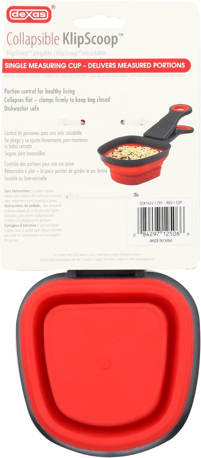 Dexas Collapsible Square KlipScoop, 1 Cup Capacity, Red, GSK1432-1795