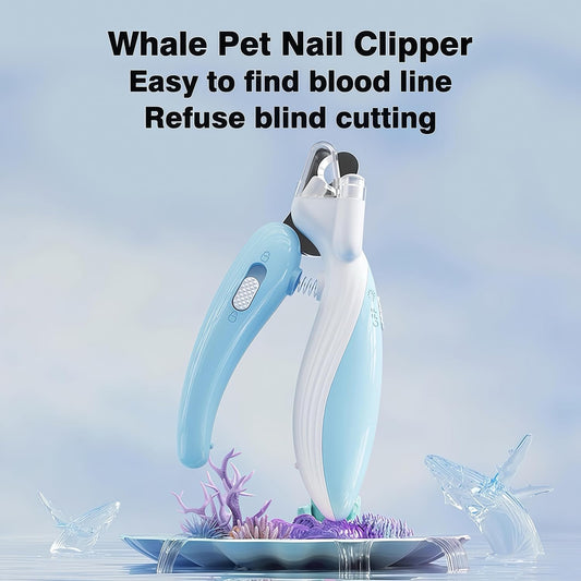Cat & Dog Nail Clippers with LED Light, Illuminates Nail Bloodline to Prevent Overcutting, Pet Nail Trimmer with Safety Guard & Built-in Nail Catcher for Dog Cat Rabbit Small Animals(Pink)