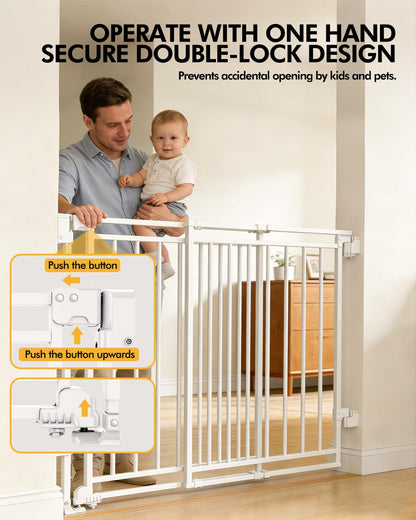 Extra Wide Baby Gate for Doorways 29" Tall Safety Gate for Kids&Pets,Pressure Mounted with Auto Close,Walk-Thru Metal Gate,Adjustable Width 26.4"-43",Indoor Pet Gate for Stairs & Hallways Black