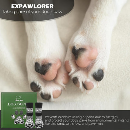 EXPAWLORER 6Pcs Anti-Slip Dog Socks to Prevent Licking Paws,Dog Shoes for Hot Pavement,Dog Booties Traction Control on Hardwood Floor,Boots & Paw Protectors, for Puppy Small Medium Large Senior Dogs