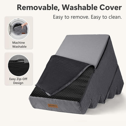 Aodisman Dog Steps for Bed and Couch, 4-Step Pet Stairs for Small Dogs, Indoor Non-Slip Dog Stairs for Old Cats, Puppy, Small Medium Dogs,18.5" H,Grey