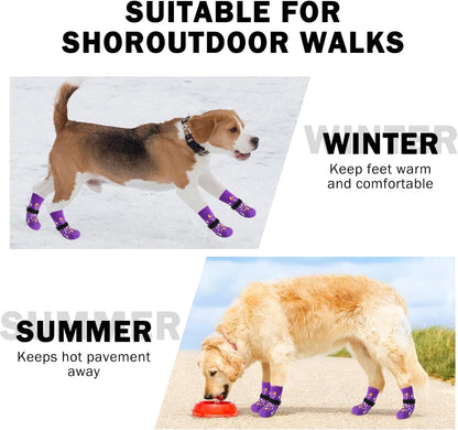 SCENEREAL 6Pcs Anti Slip Dog Socks to Prevent Licking Paws for Hot/Cold Pavement, Dog Grippy Socks for Hardwood Floors, Dog Shoes for Boots & Paw Protectors for Puppy Small Medium Large Senior Dogs