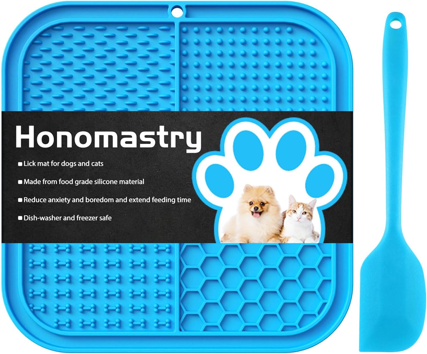Honomastry Lick Mat for Dogs, Premium Lick Pad with Suction Cups for Dog Anxiety Relief, Slow Feeder Dog Bowls, Bathing, Grooming and Training.