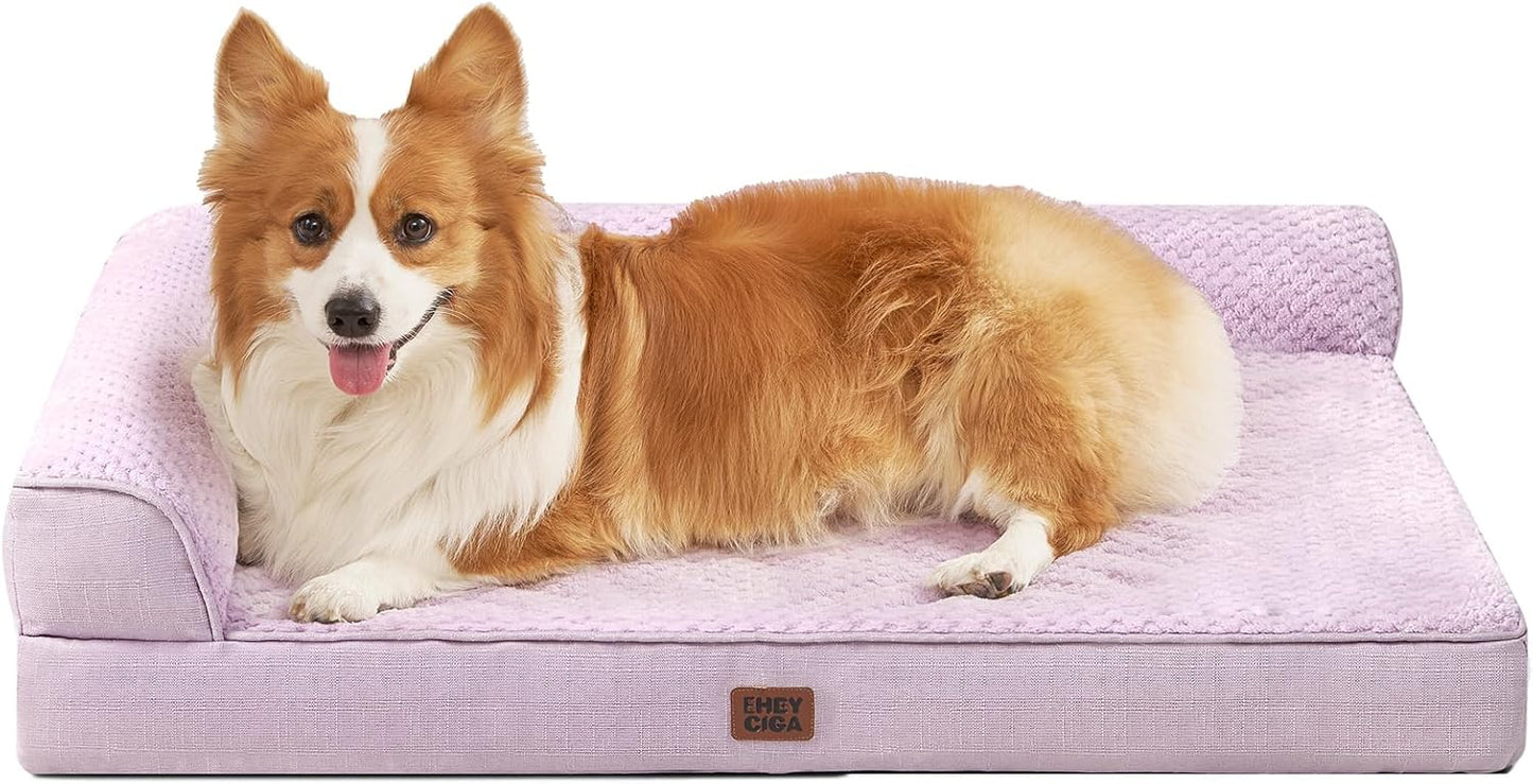 EHEYCIGA Orthopedic Dog Bed Medium Size Dogs, Memory Foam Dog Bed with Washable Removable Cover, Waterproof Pet Sofa Couch for Crate with Nonskid Bottom, 30x20x6, Grey