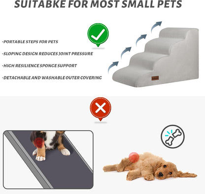 Aodisman 3-Step Dog Ramp and Stairs for Sofa and Chair - Non-Slip Sturdy Pet Steps for Small Dogs and Cats,15.7" H,Grey