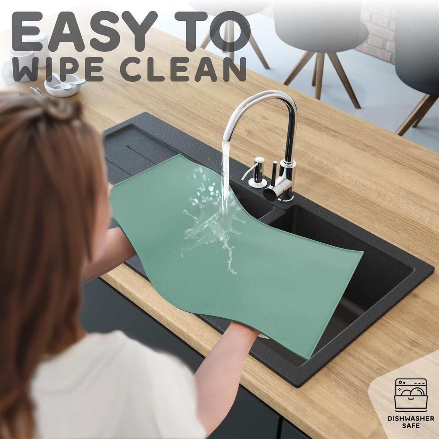 Dog Food Mat - Raised Edges Dogs Mat for Food and Water Prevent Spill, Waterproof Cat Food Mats Protect Floors, Easy Clean Dog Bowl Mats for Food and Water, Silicone Pet Feeding Placemats