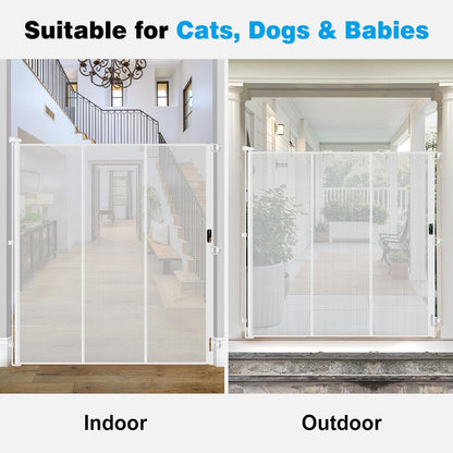 Reinforced 65" Extra Tall Pet Gate for Doorway, Jump-Resistant & Prevent Crawling Underneath Retractable Baby Gates Extra Tall, 0-55" W Retractable Dog Gate for Pet, Dogs, Cats, Puppies, Babies, Black