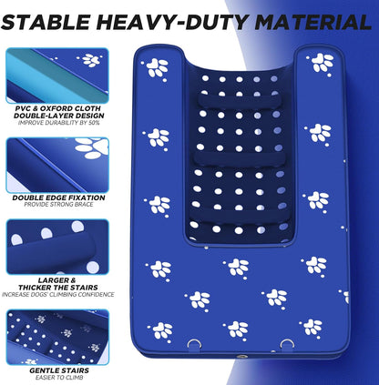 Inflatable Dock Platform, Medium Dog Boat Ramp Floating Non-Slip Oxford and PVC with Small Water Ramp for Dogs Pool, Dock, Lake with Traction Rope, Manual Air Pump (3.2ft x 2.2ft x 4in) M01