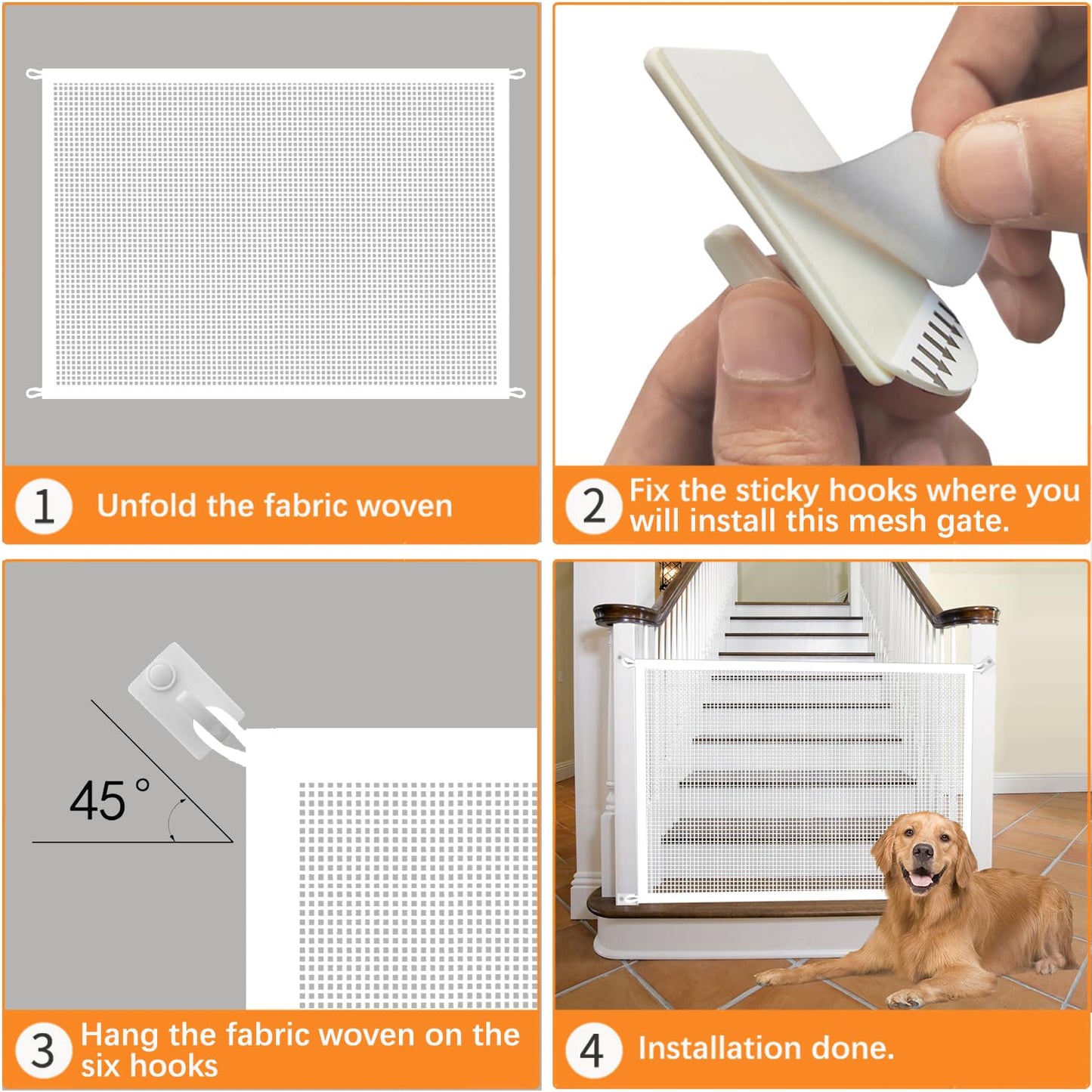 Cupount Baby Gate for Stairs - Dog Gate Indoor Mesh Pet Gates for Doorways (Black, 30" H x 41" W)