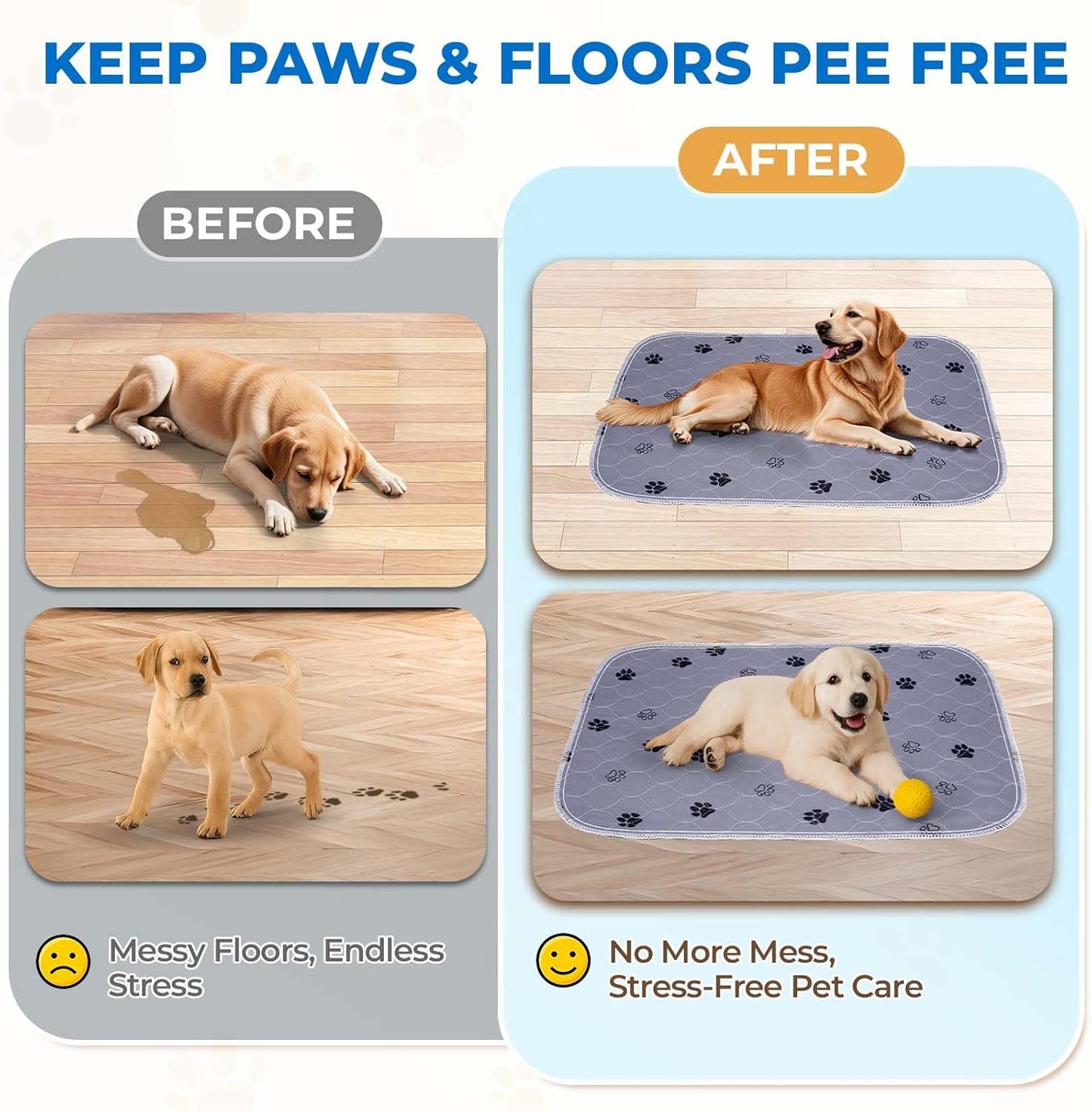 Fostanfly Washable Pee Pads for Dogs, 2 Pack Large 36"x41" Ultra-Absorbent and Leak-Proof Non-Slip Reusable Potty Training Pads for Dogs, Cats, Puppy, Potty Training of Add 8 Lanyards