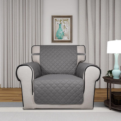 PureFit Reversible Quilted Sofa Cover, Water Resistant Slipcover Furniture Protector, Washable Couch Cover with Non Slip and Elastic Straps for Kids, Dogs, Pets (Sofa, Gray/Light Gray) - Colors B