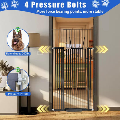 Rgqphantom 71 inch Extra Tall Gate Pet Gate,30.5"-48" Extra Wide Pressure Mounted,Cat Gates for Stairs, Kitchen,Doorways (Black)