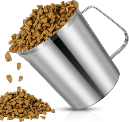 2 Cup Dog Food Scoop 304 Stainless Steel Dog Food Measuring Cups Pet Food Measuring Cups Scoop for Dog,Cat or Bird Food, Injection Molded and Dishwasher Safe
