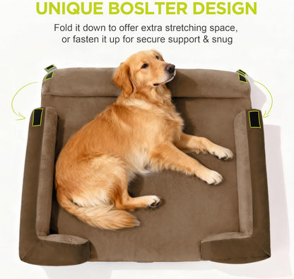 Extra Large Dog Bed, Orthopedic XL Washable Memory Foam Bed for Big Dogs Waterproof Pet Couch Sofa Bolster with Removable Cover, Non-Slip Bottom, Tennis Ball Toy, 42x30