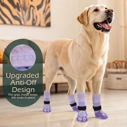 EXPAWLORER Anti Slip Dog Socks to Prevent Licking Paws, Dog Shoes for Hot Pavement Walk, Dog Booties for Hardwood Floors, Dog Boots & Paw Protectors with Grippers for Small Medium Large Senior Dogs M