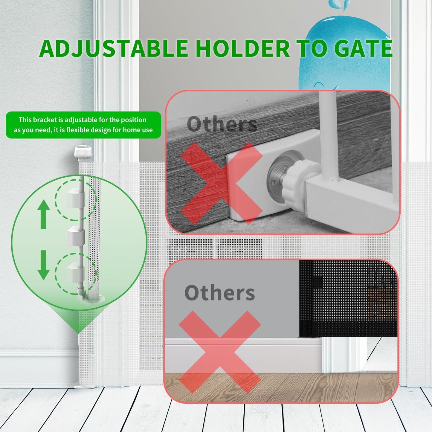 Upgraded Retractable Baby Gate for Stairs, 33"Tall Expands 71"Wide Ideal Safety Solution Dog Gate for Stairs Doorways Hallways Indoor/Outdoor Mesh Baby Gate Retractable Screen Door(Black,86CMx180CM)